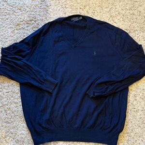 Polo by Ralph Lauren Men's Deep Blue V-Neck Sweater